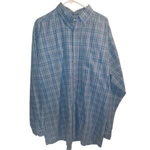 Wrangler Shirt Mens Xlt Blue Plaid Long Sleeve Rugged Wear